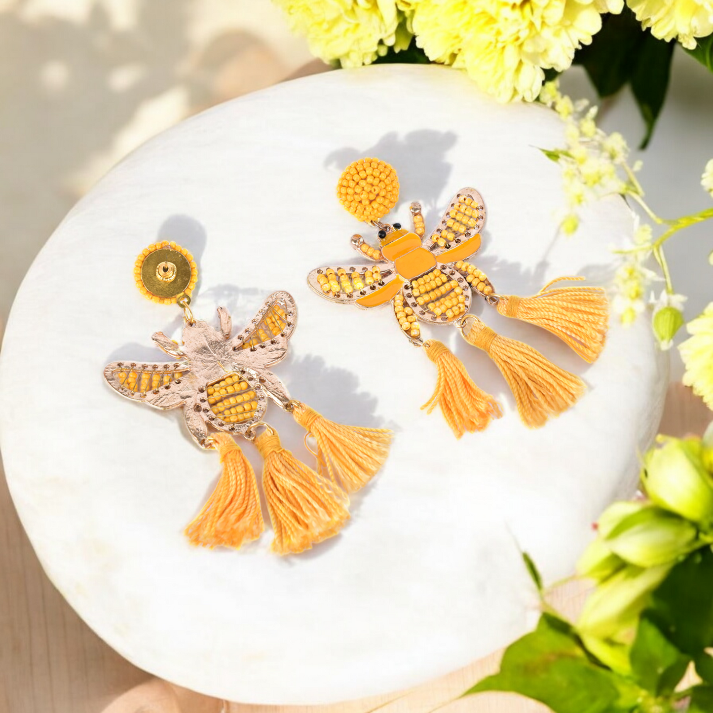 Handmade Bee Statement Earrings for Women
