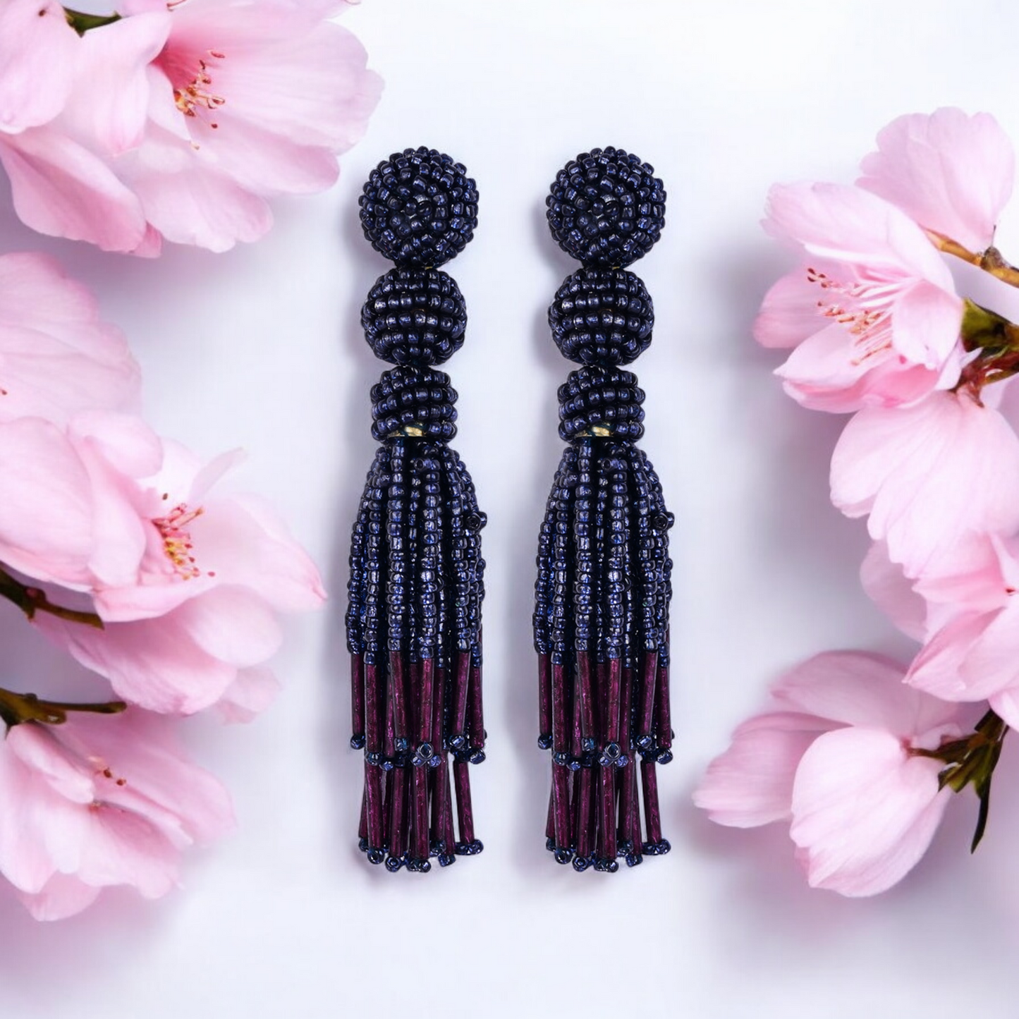 Handmade Navy Blue Tassel Jewellery