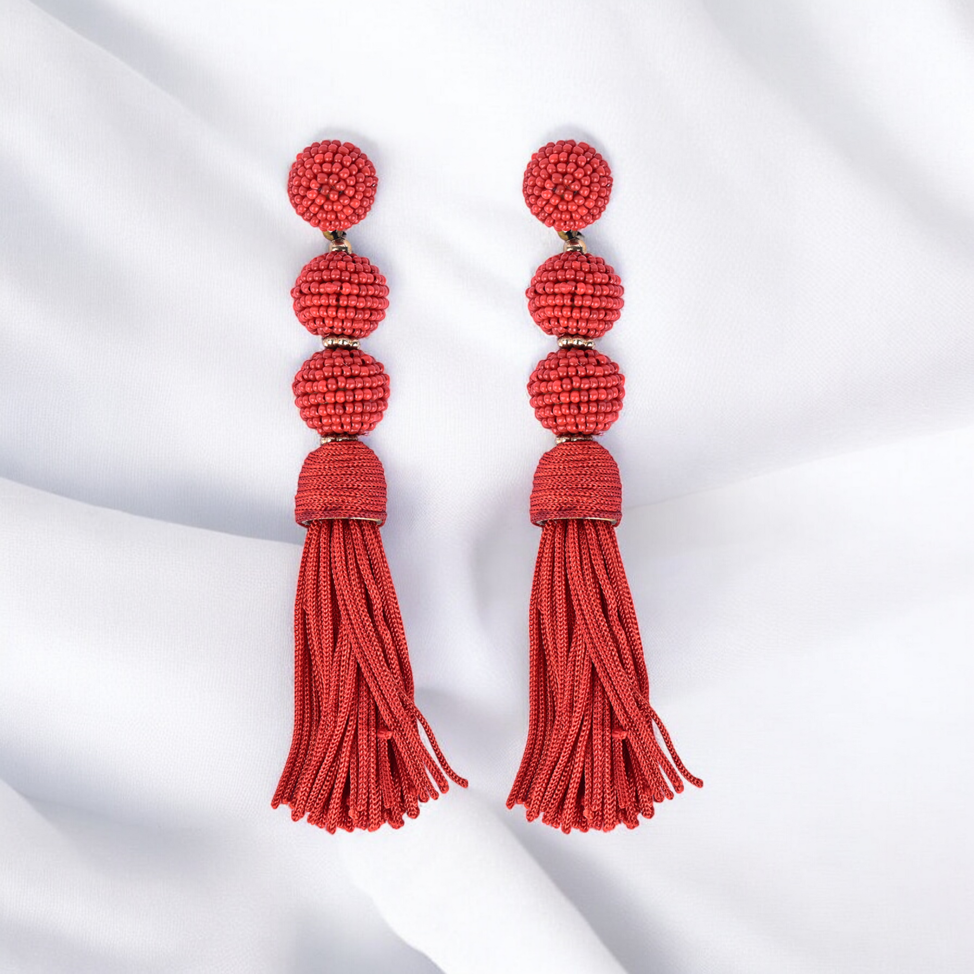 Handmade Red Beaded Fashion Earrings