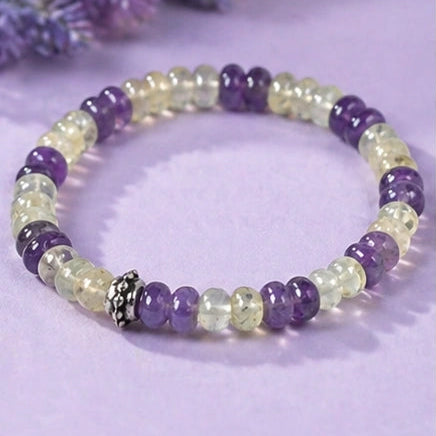 Amethyst and Prehnite Certified Gemstone Bracelet
