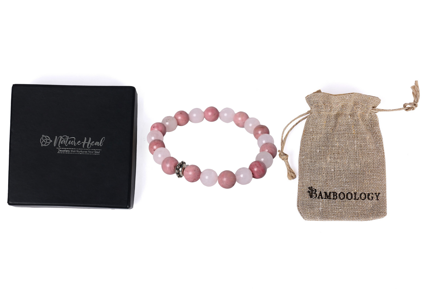 Healing Crystal Bracelet – Rose Quartz & Rhodonite for Emotional Strength & Harmony