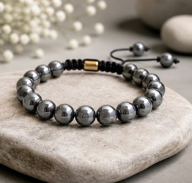 Hematite Crystal Bracelet for Men & Women – Grounding Healing Jewelry