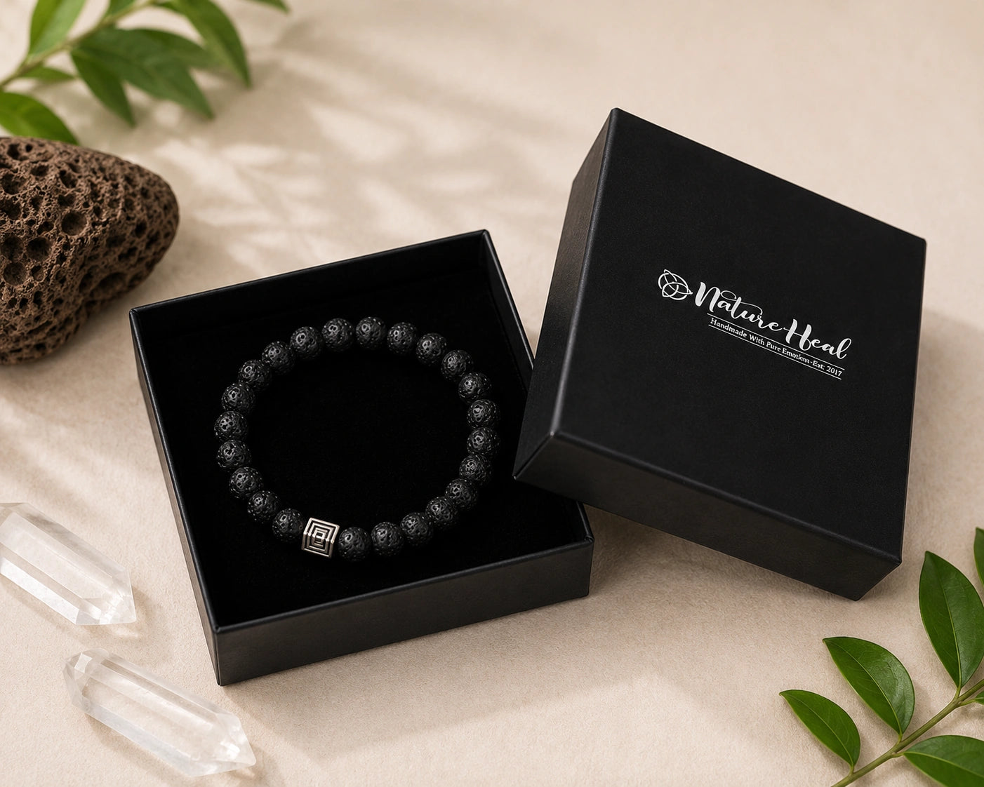 Lava Stone Certified Gemstone Bracelet for Grounding, Strength & Positive Energy