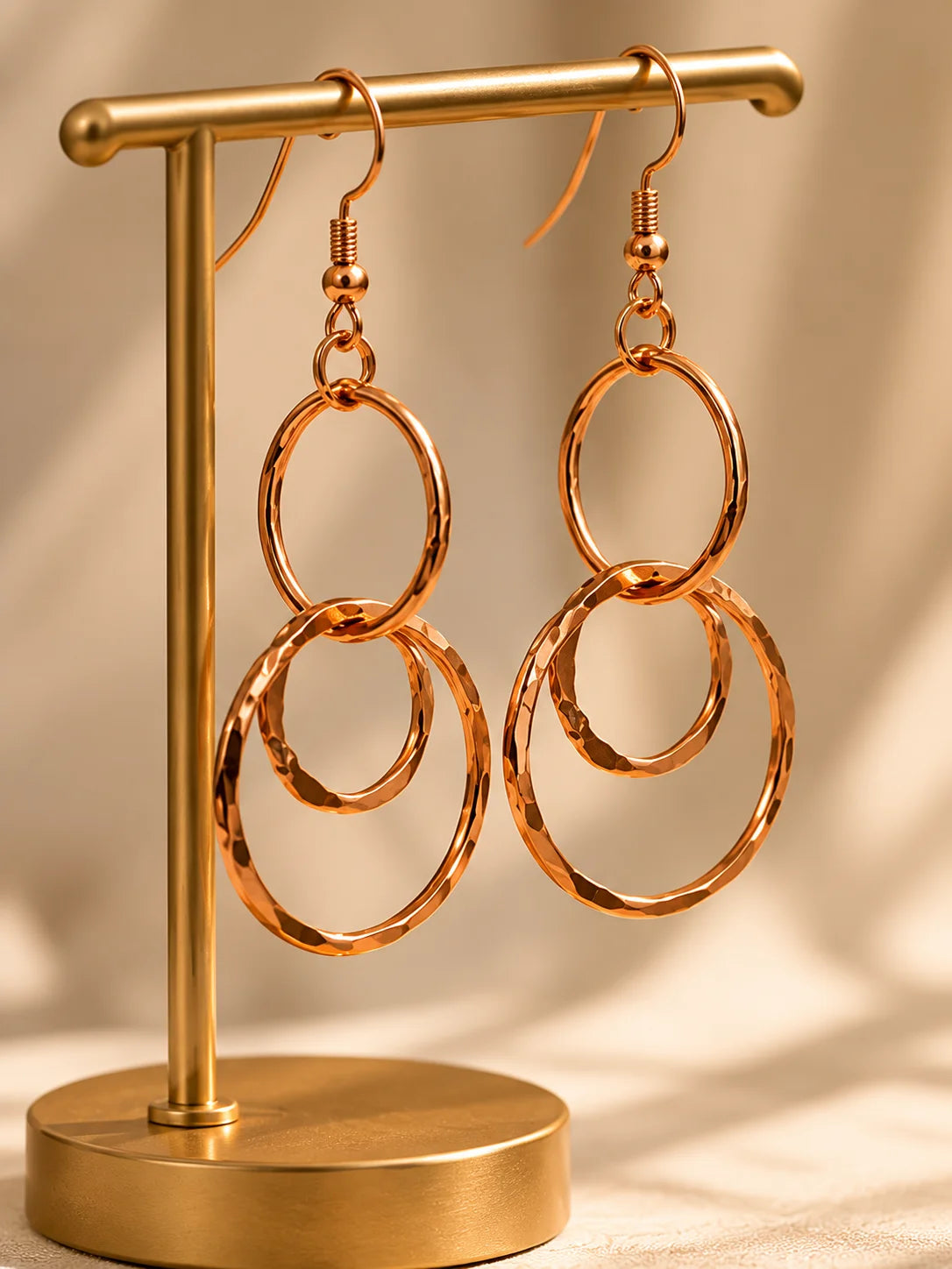 Lightweight copper drop earrings