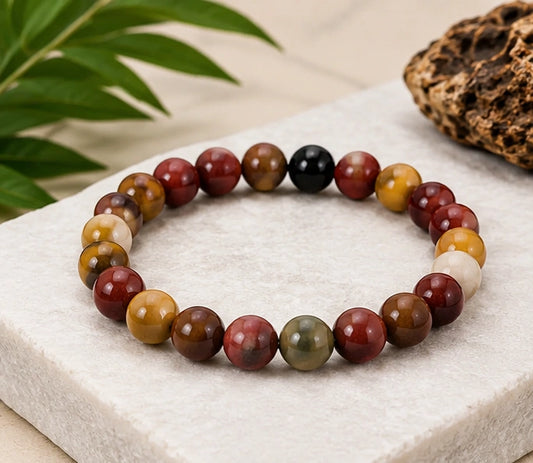 Certified Mookaite Jasper Stone Bracelet for Grounding, Healing & Emotional Strength