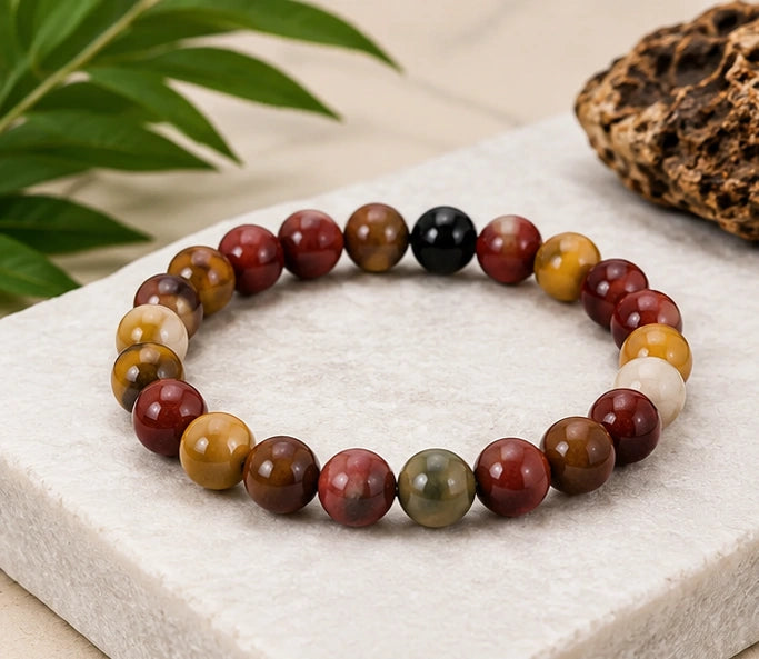 Certified Mookaite Jasper Stone Bracelet for Grounding, Healing & Emotional Strength