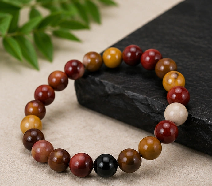 Certified Mookaite Jasper Stone Bracelet for Grounding, Healing & Emotional Strength