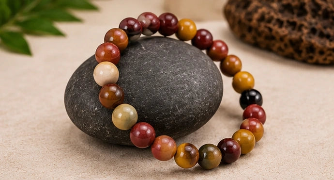 Certified Mookaite Jasper Stone Bracelet for Grounding, Healing & Emotional Strength