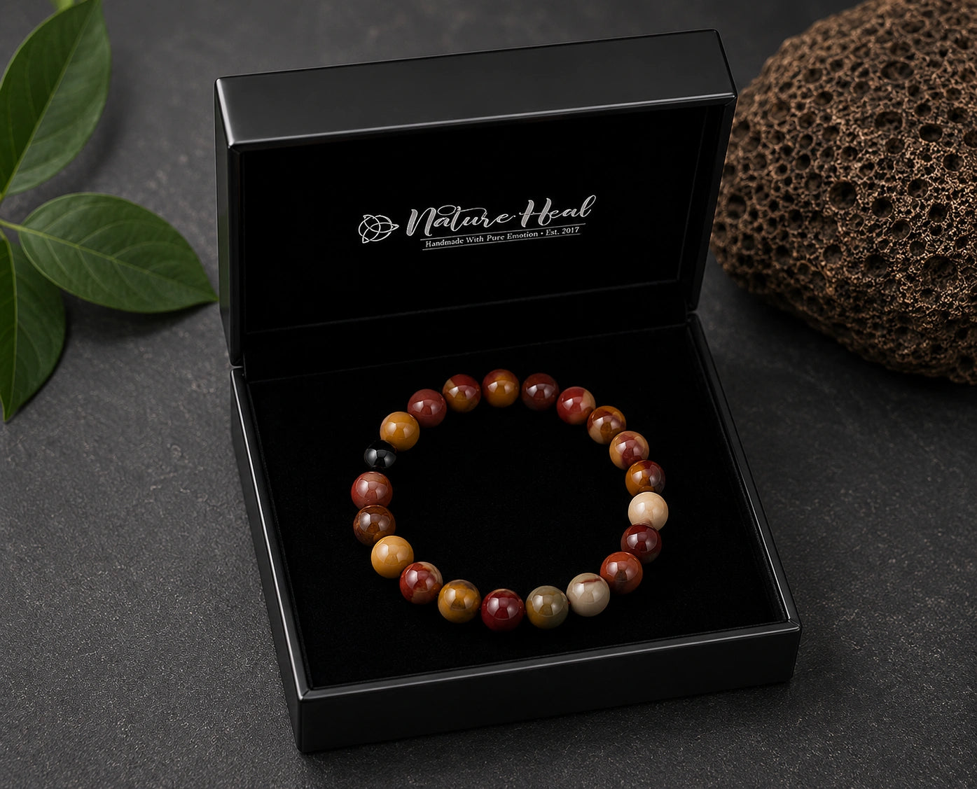 Certified Mookaite Jasper Stone Bracelet for Grounding, Healing & Emotional Strength