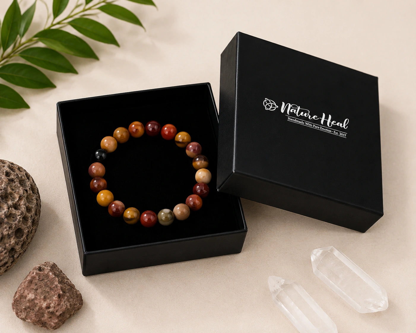 Certified Mookaite Jasper Stone Bracelet for Grounding, Healing & Emotional Strength