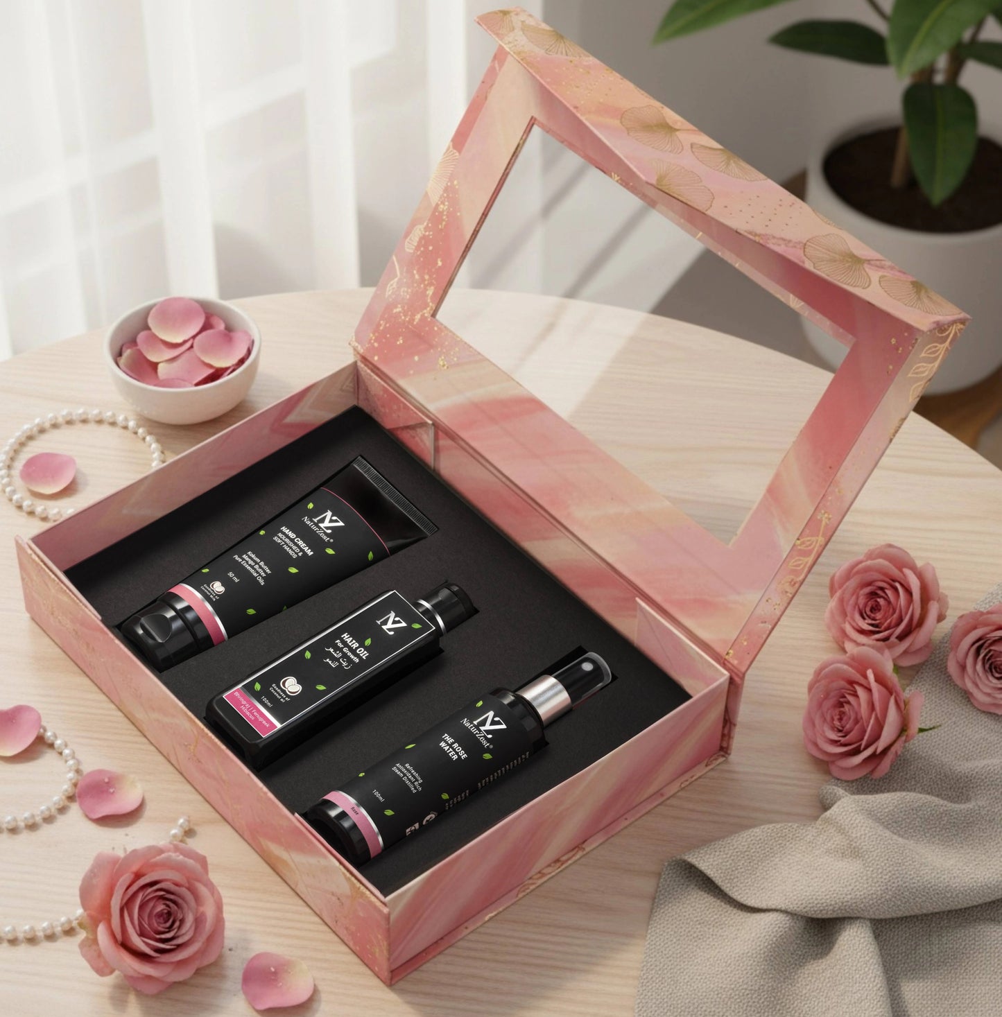 NaturZest Hand Cream, Hair Oil for Growth &  Rose Water Mist