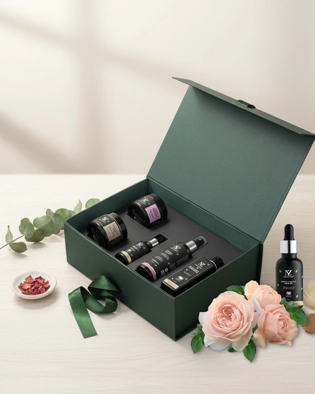 NaturZest Scrubs - Scrub, Body massage oil, Drops 2 Dazzle Face Oil, Rose Water Mist & Moisturizing Body