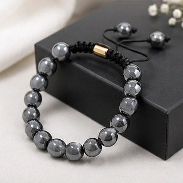 Natural Hematite Stone Bracelet for Strength, Grounding & Protection