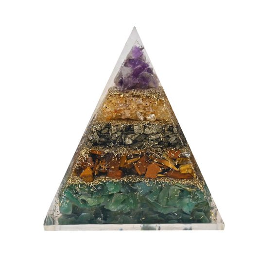 Natural Multi-Stone Money Magnet Pyramid for Wealth, Luck & Prosperity