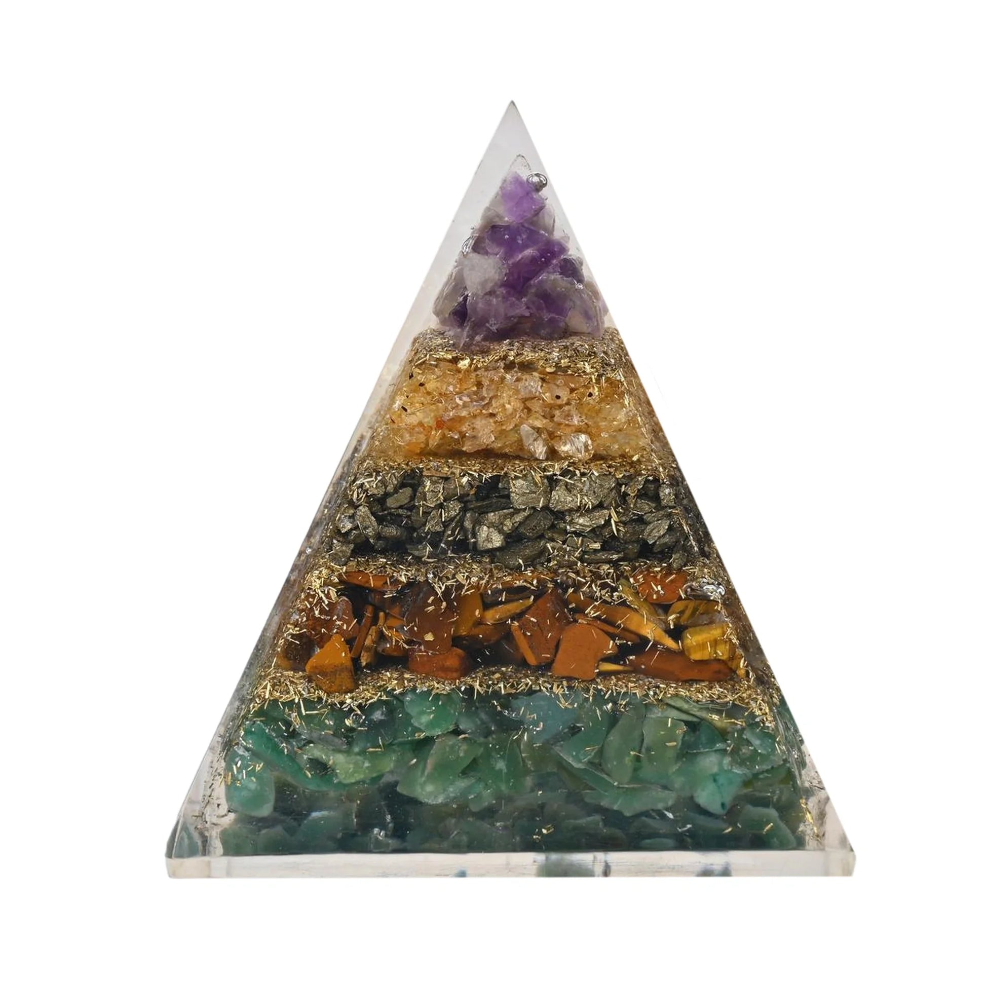 Natural Multi-Stone Money Magnet Pyramid for Wealth, Luck & Prosperity