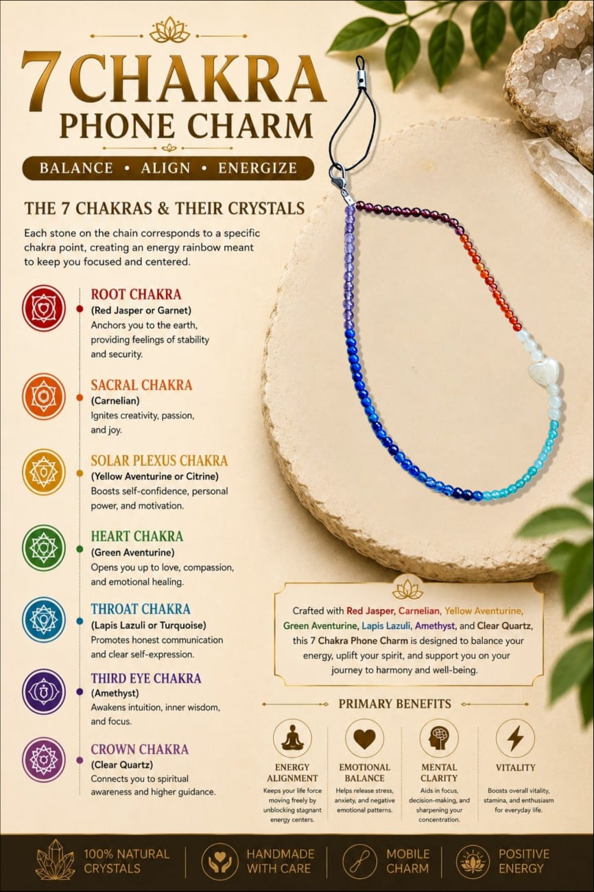 NatureHeal 7 Chakra Gemstone Phone Charm4