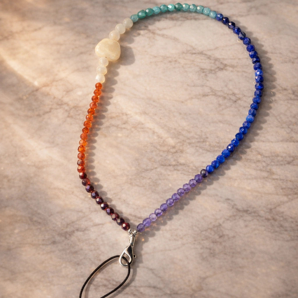 NatureHeal 7 Chakra Gemstone Phone Charm, Natural Gemstone Mobile Charm for Balance, Positivity & Gifting