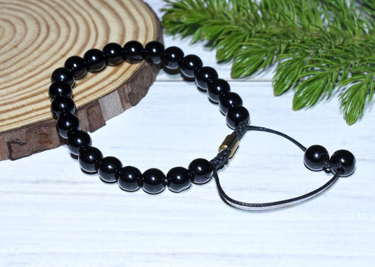 Real Black Tourmaline Certified Gemstone Bracelet