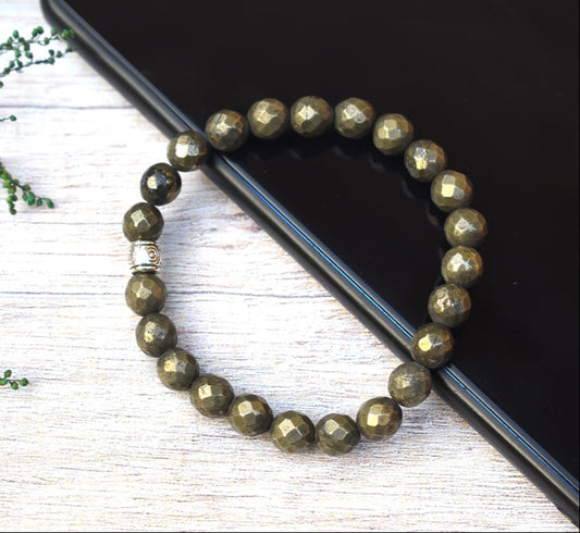 Natural Certified Pyrite Bracelet For Creativity and Energy