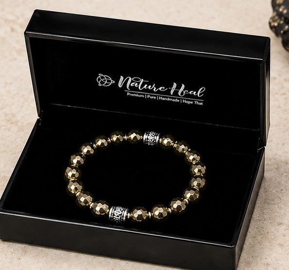 Natural Certified Pyrite Bracelet for Creativity, Confidence & Positive Energy