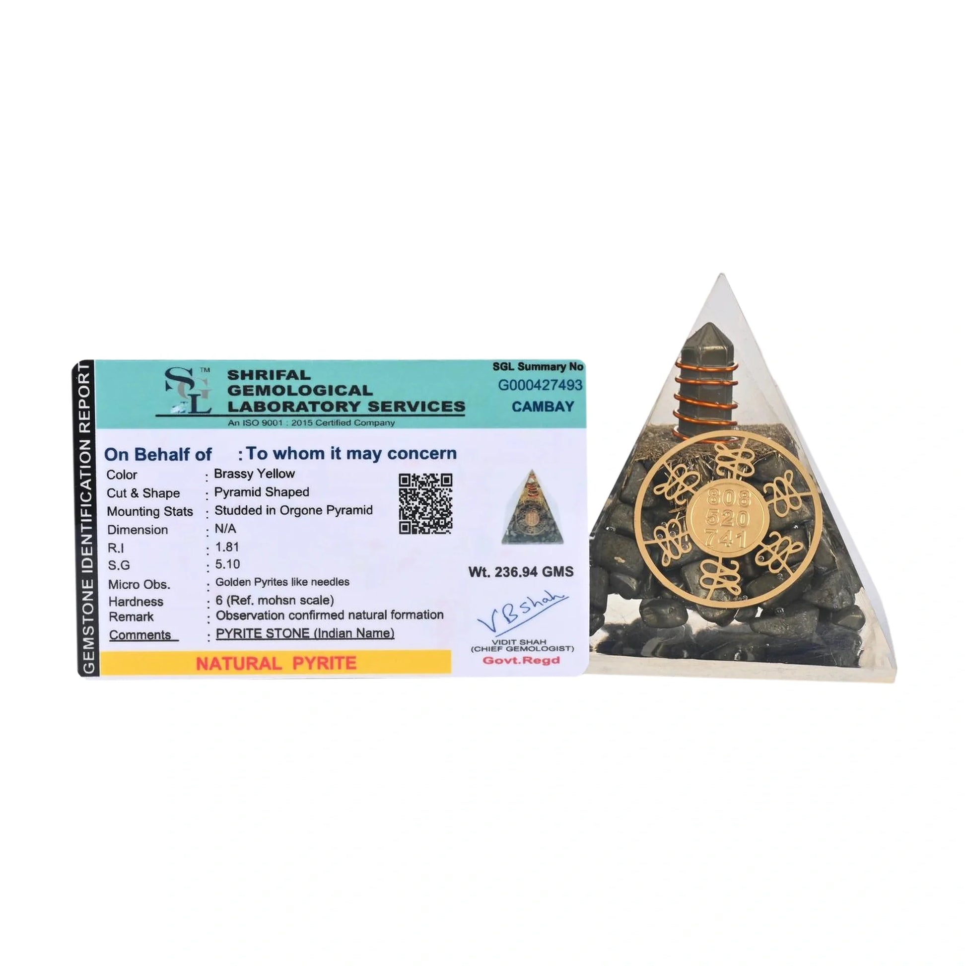 Pyrite Crystal Pyramid – Attract Money, Success & Positive Energy