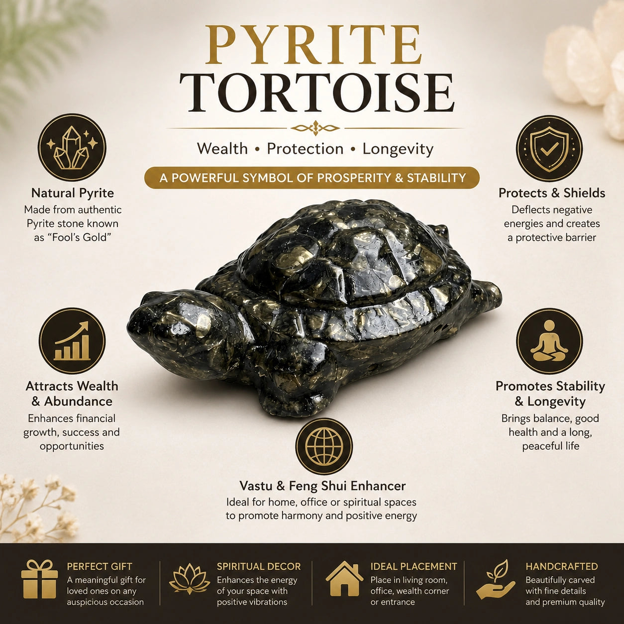 Pyrite Turtle Gift Item