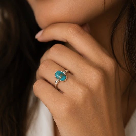 Certified Turquoise Irani Feeroza Adjustable Ring for Healing & Positive Energy