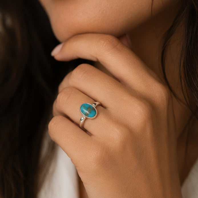 Certified Turquoise Irani Feeroza Adjustable Ring for Healing & Positive Energy