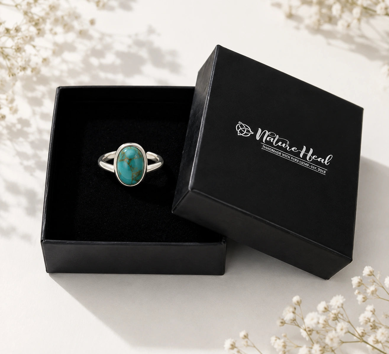 Certified Turquoise Irani Feeroza Adjustable Ring for Healing & Positive Energy
