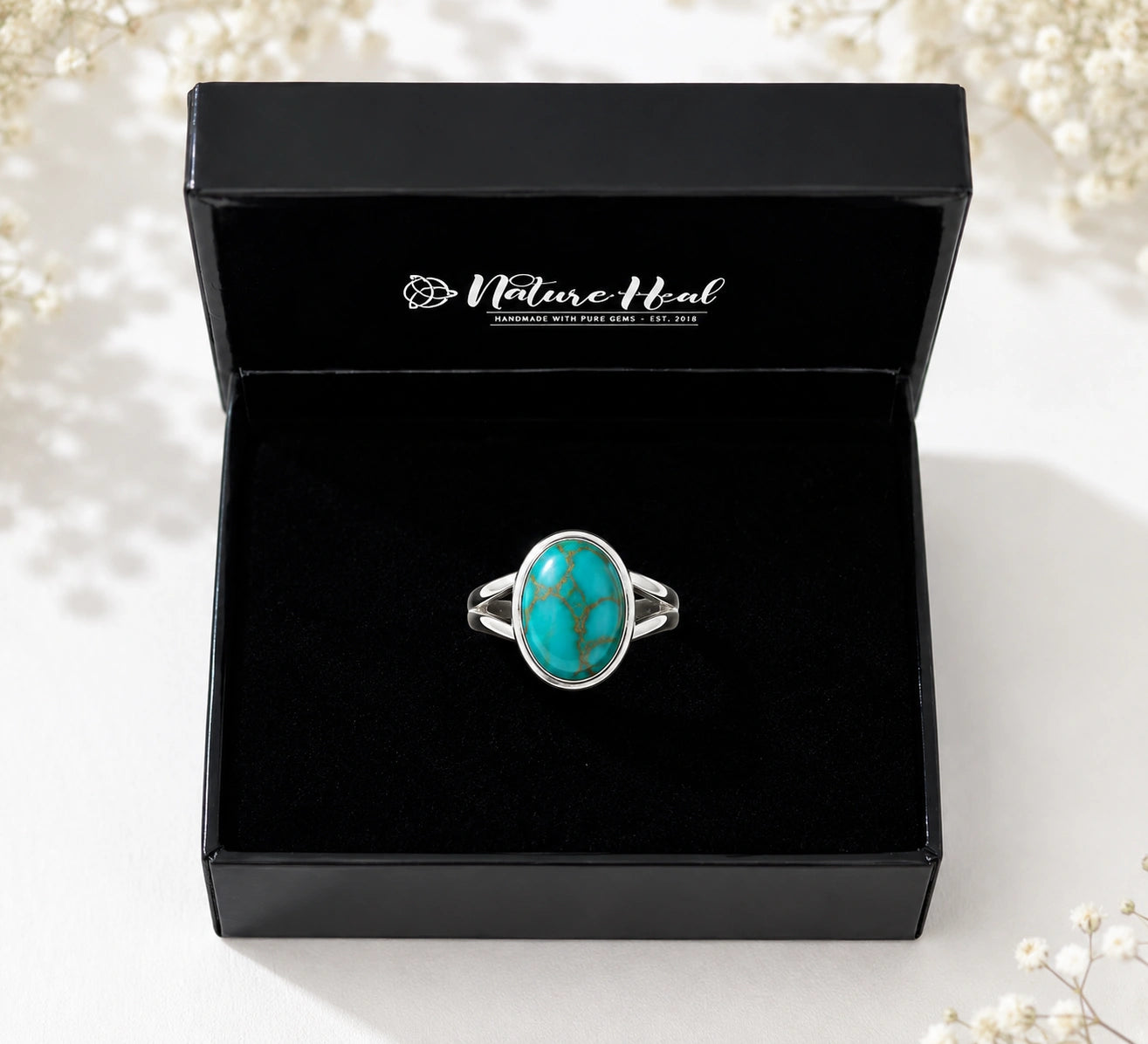 Certified Turquoise Irani Feeroza Adjustable Ring for Healing & Positive Energy