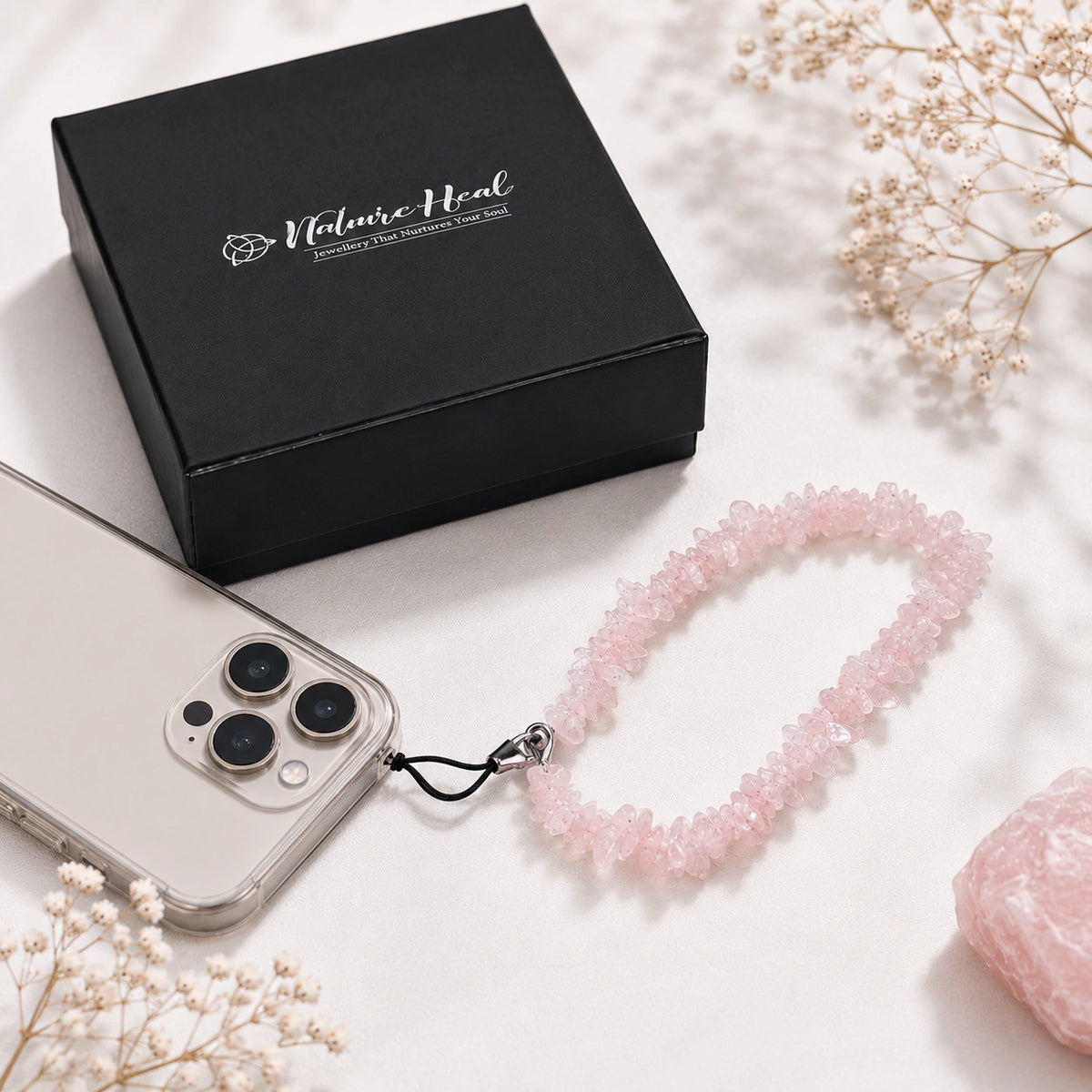 Rose Quartz Healing Crystal Charm for Love