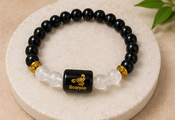 Scorpio Zodiac Gemstone Bracelet | Certified Natural Crystal Bracelet for Strength, Protection, Intuition & Success