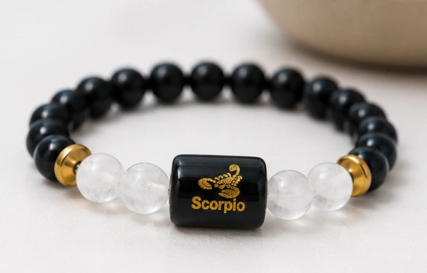 Scorpio Zodiac Gemstone Bracelet | Certified Natural Crystal Bracelet for Strength, Protection, Intuition & Success