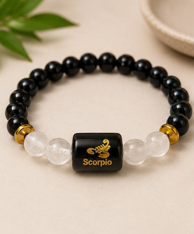 Scorpio Zodiac Gemstone Bracelet | Certified Natural Crystal Bracelet for Strength, Protection, Intuition & Success