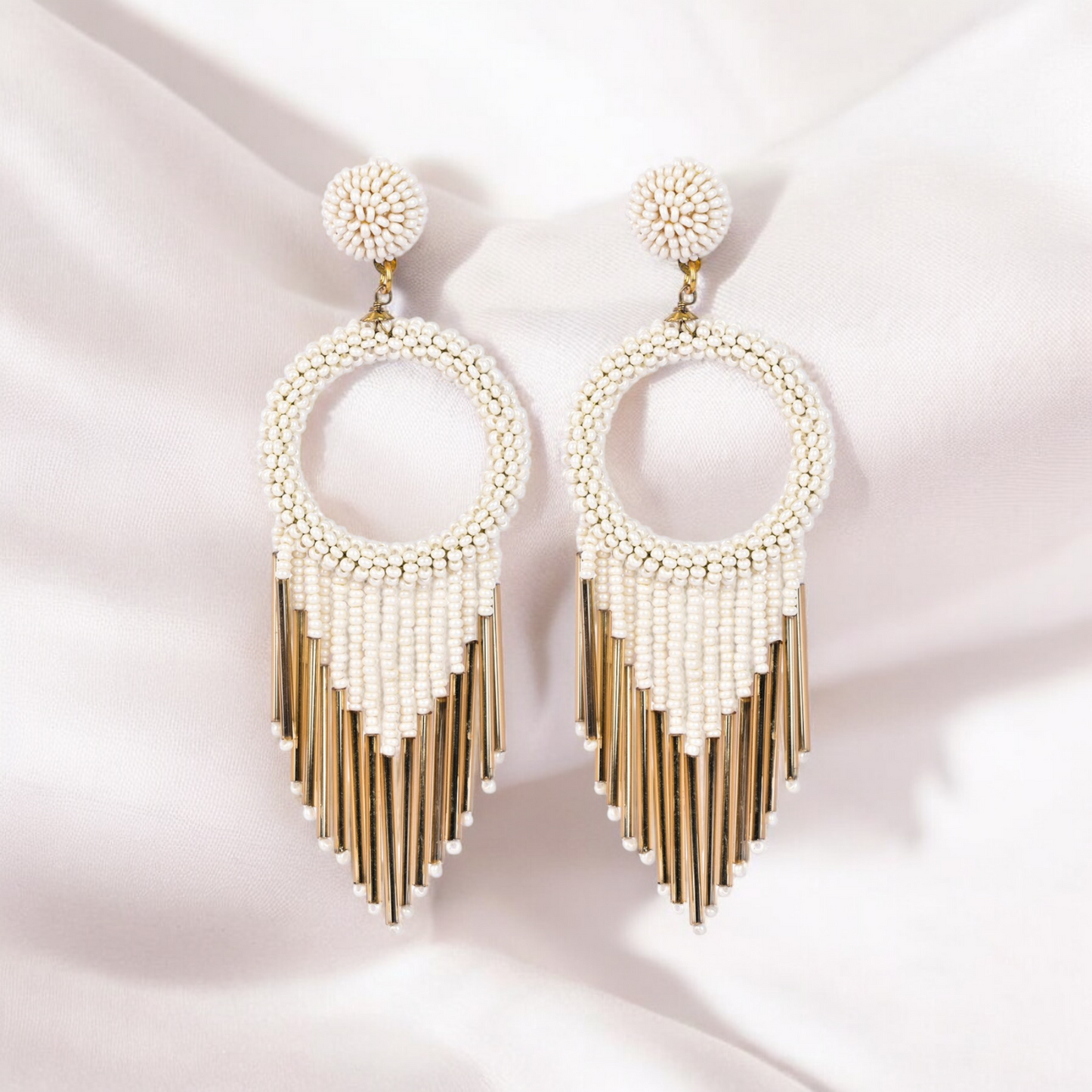 Statement Beaded Hoop Earrings for Women