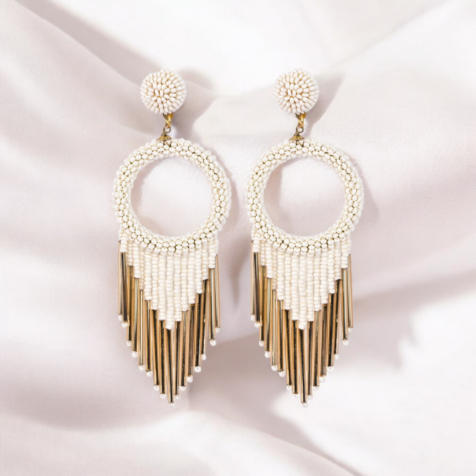 Statement Beaded Hoop Earrings for Women