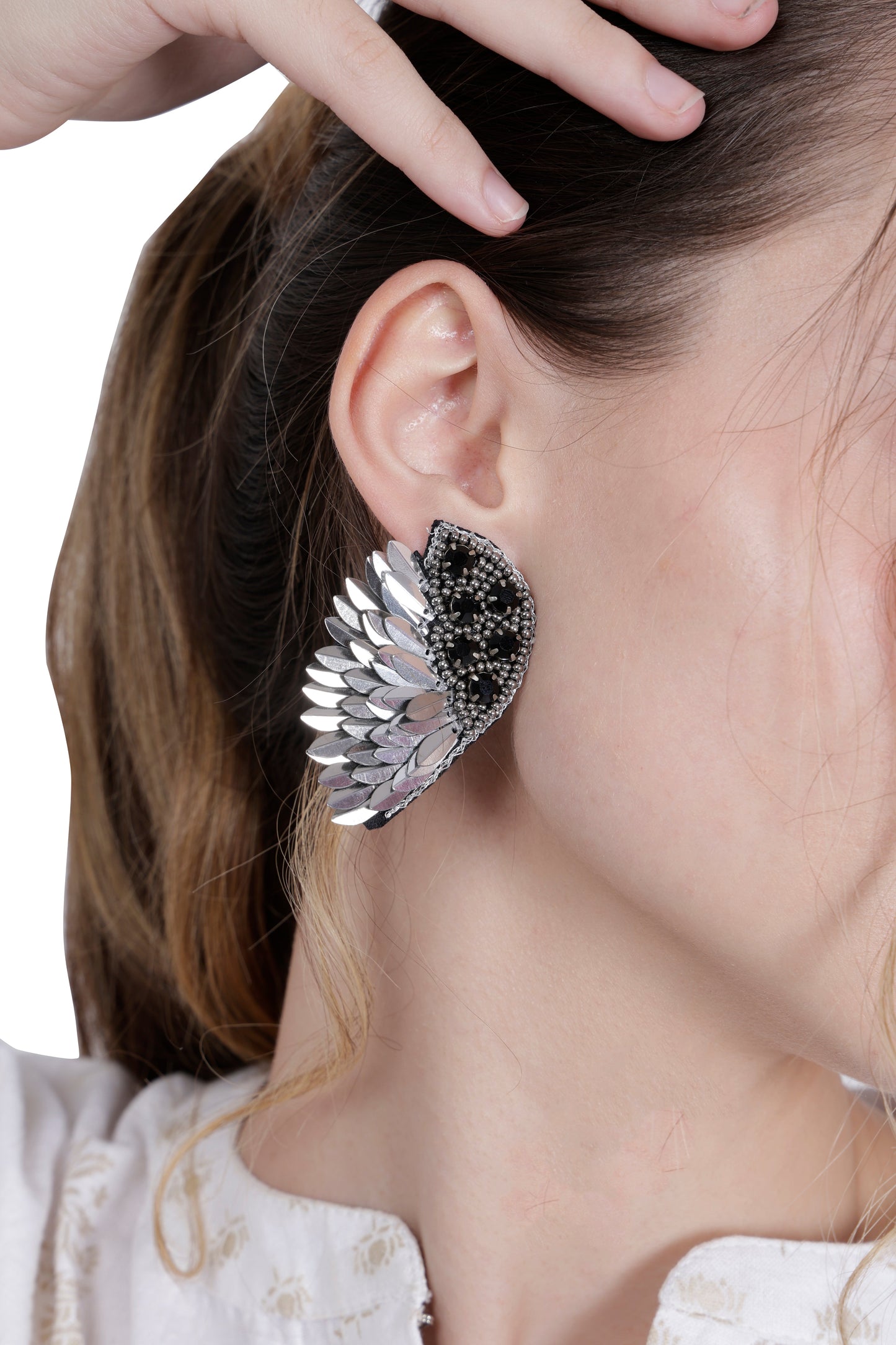 Sterling Silver Angel Wing Earrings for Women