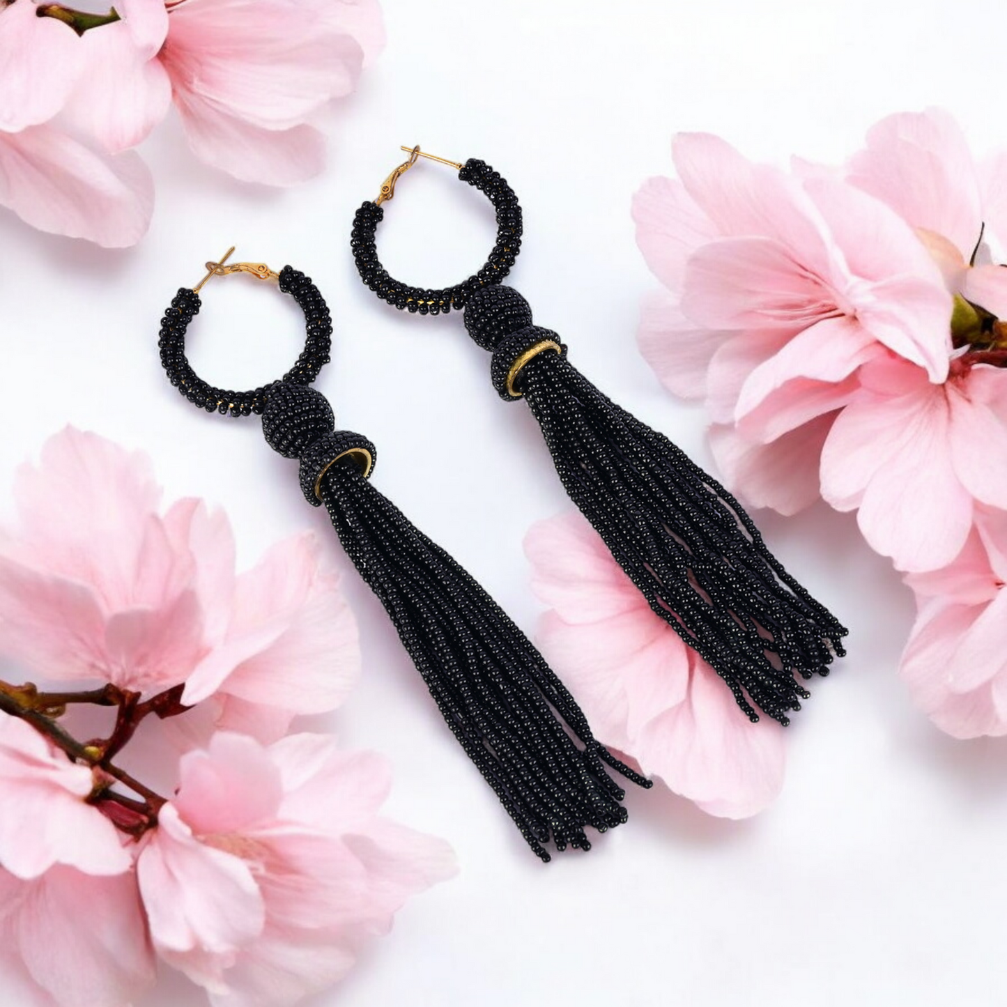 Stylish Black Party Wear Hoop Earrings