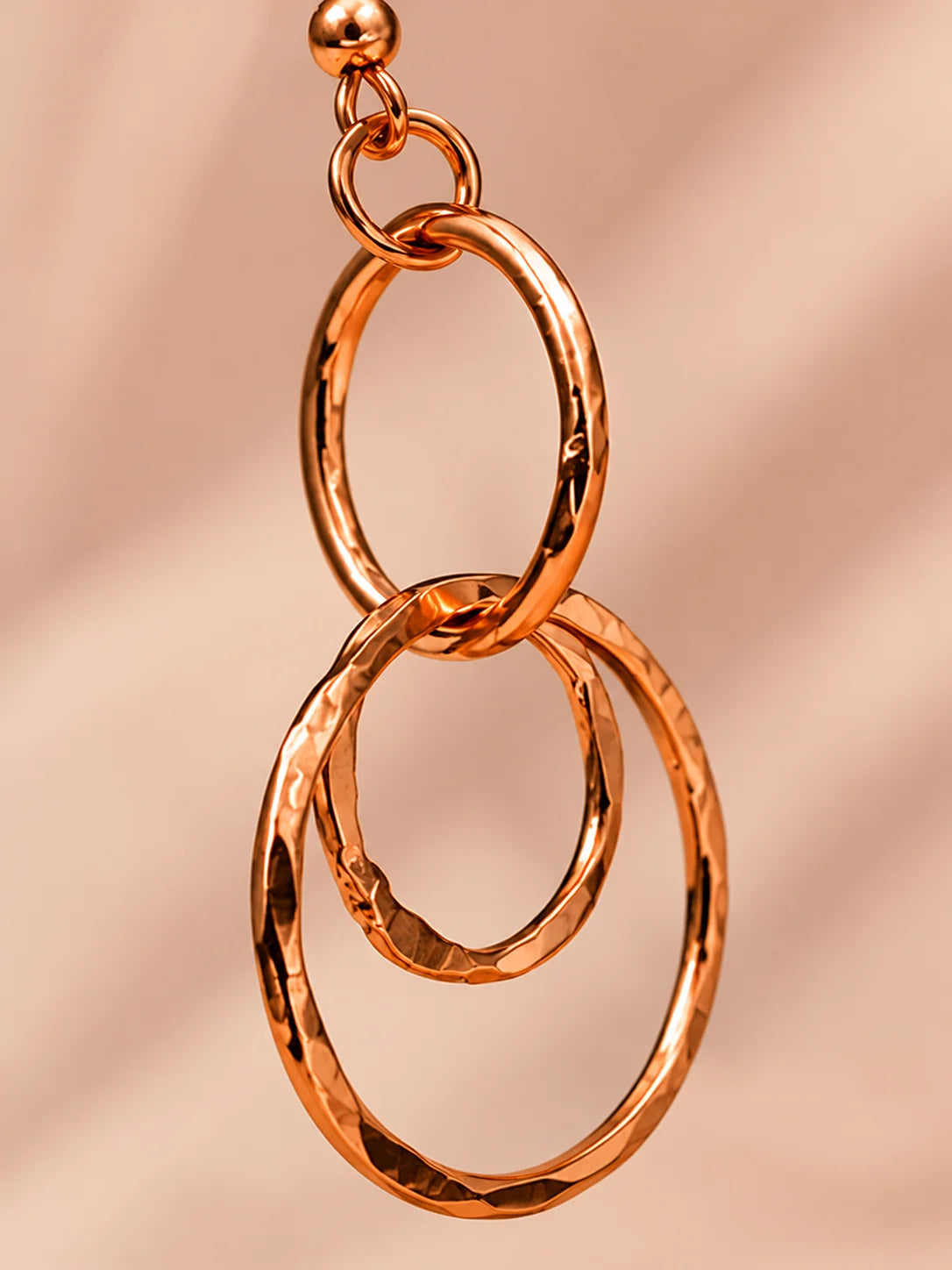 Textured copper drop earrings