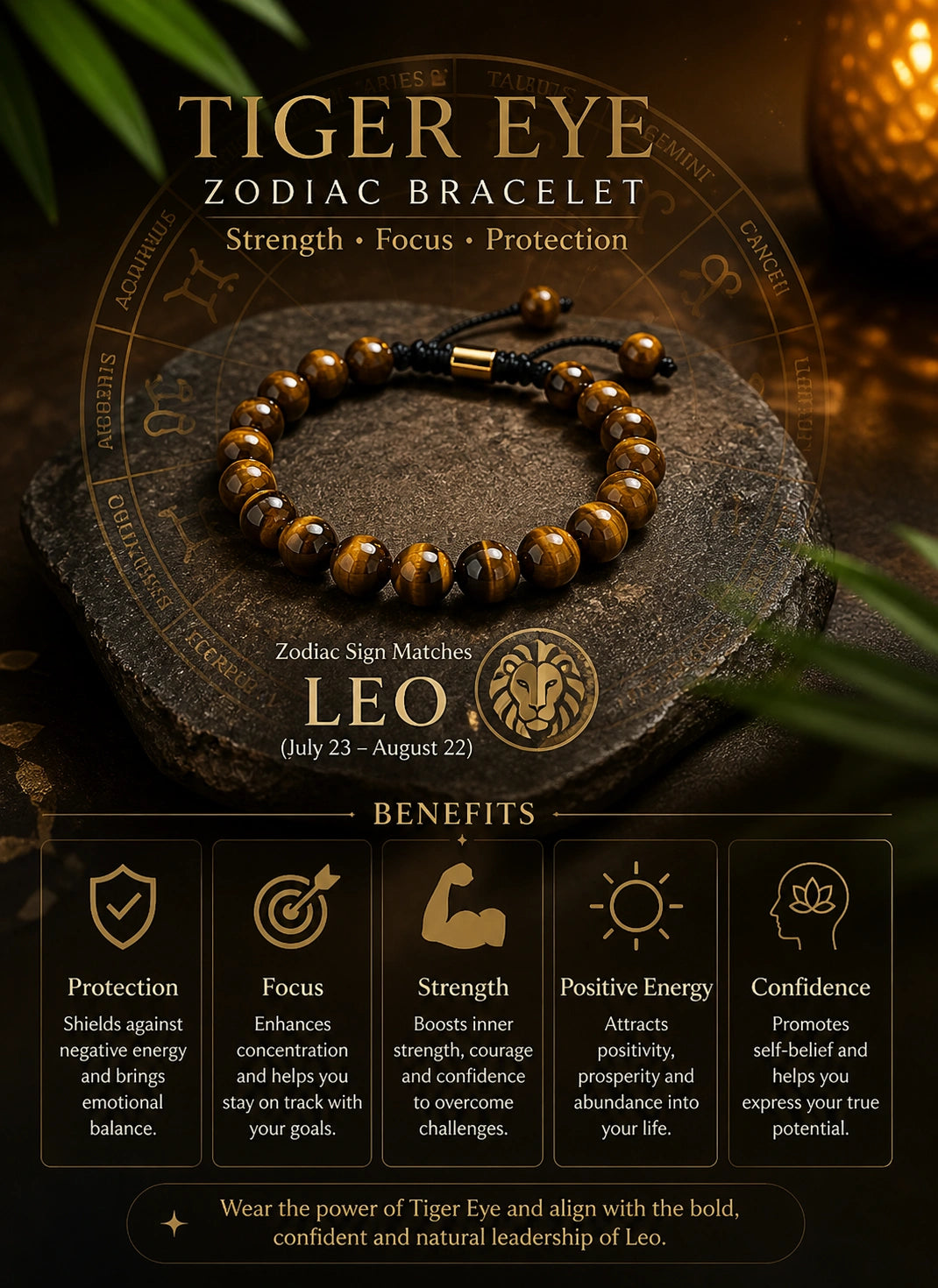Tiger Eye Healing Bracelet – Strength, Motivation & Chakra Balance