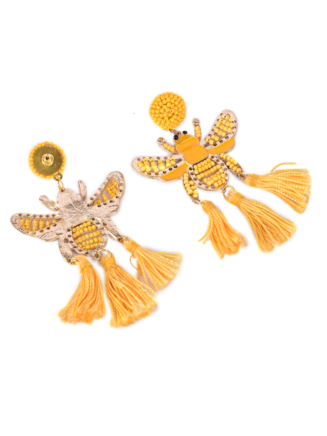 Trendy Beaded Statement Earrings with Tassels