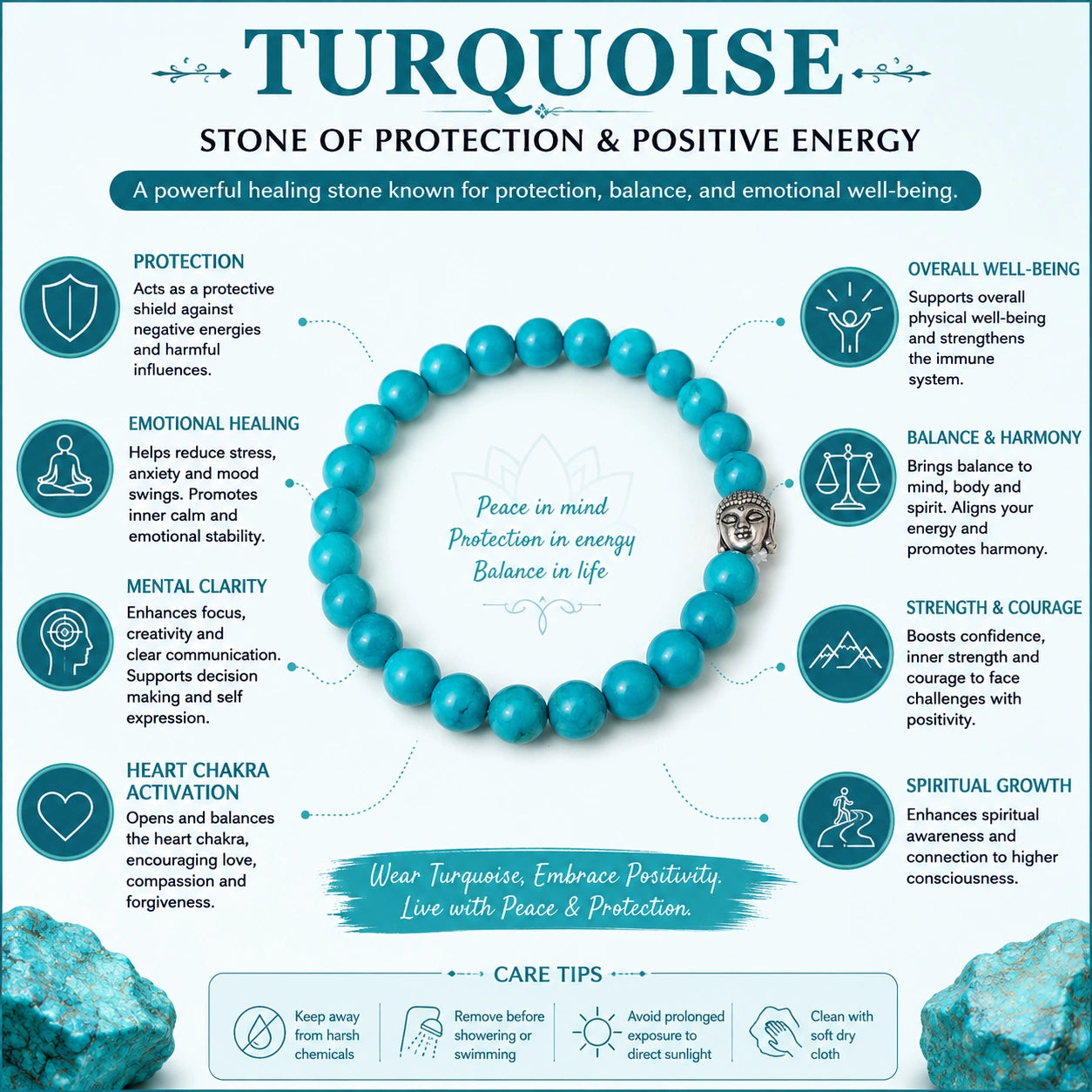 Turquoise Crystal Bracelet for Emotional Balance