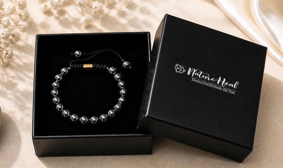 Unisex Hematite Bracelet – Natural Gemstone Jewelry for Calmness & Strength