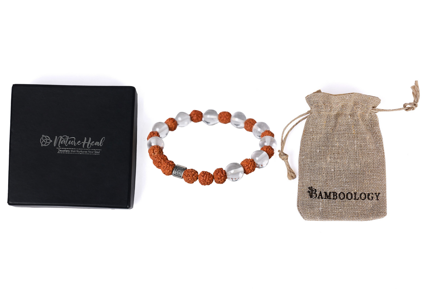 Natural Quartz and Rudraksha Stone Bracelet for Spiritual Balance
