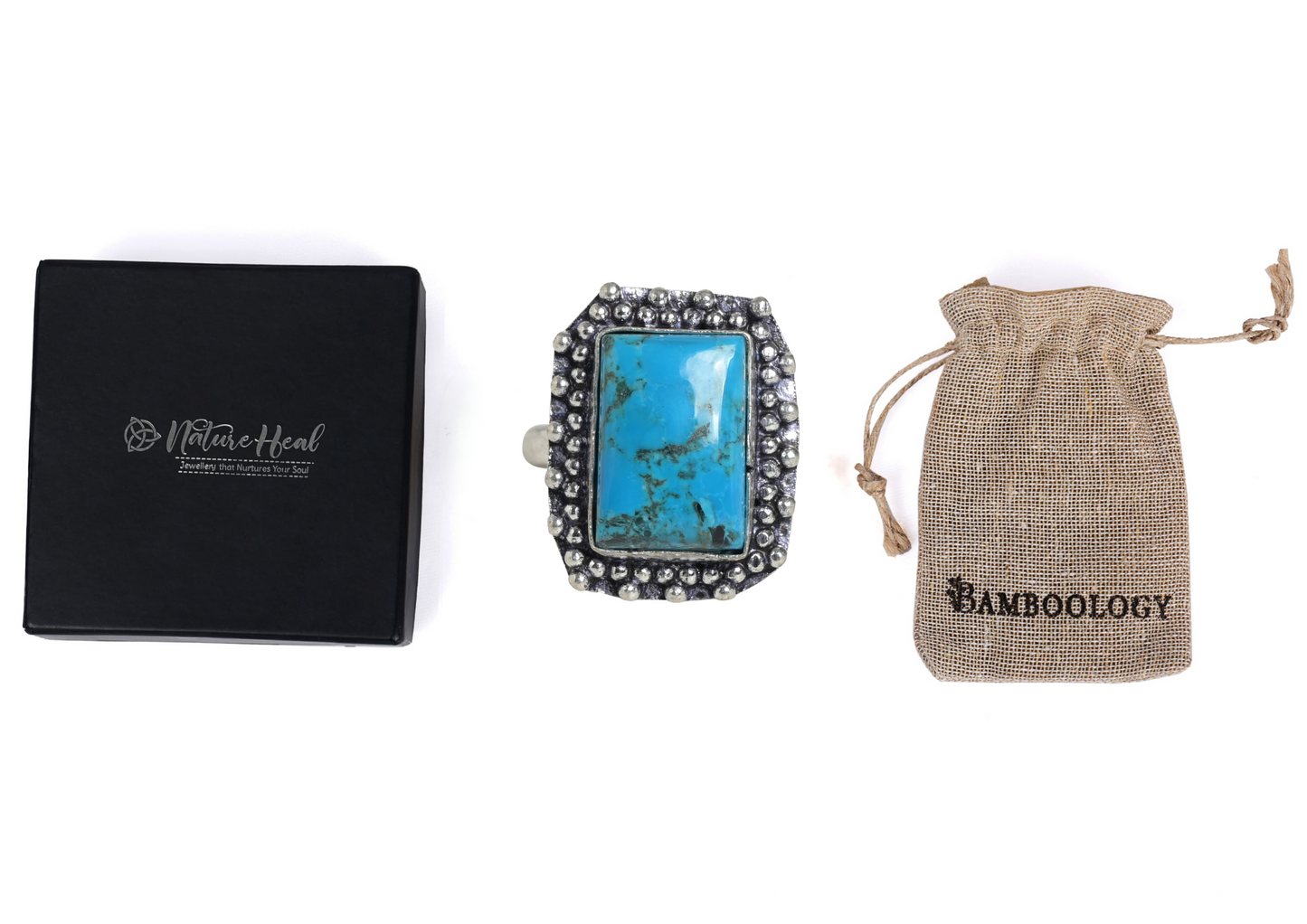 Certified Turquoise Adjustable Ring for Healing & Positive Energy