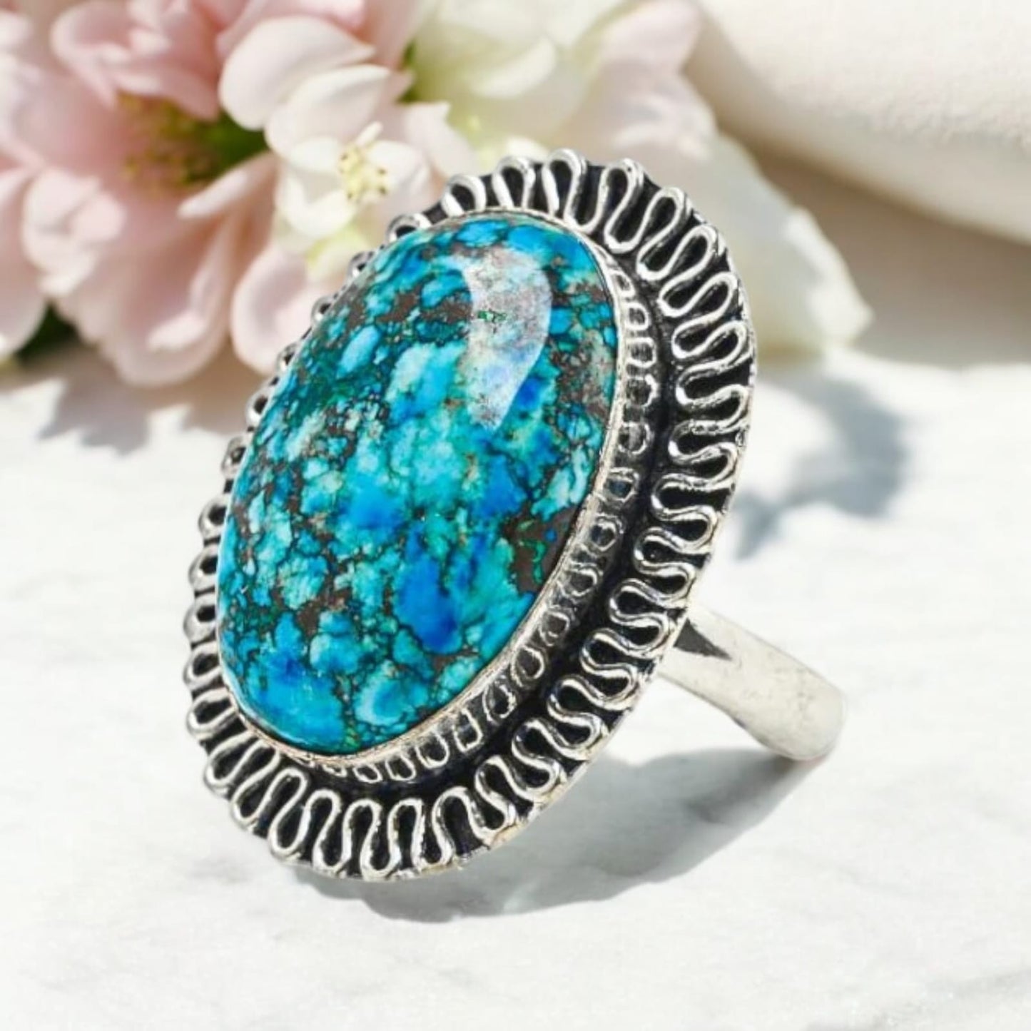 Certified Turquoise Adjustable Ring for Healing & Positive Energy