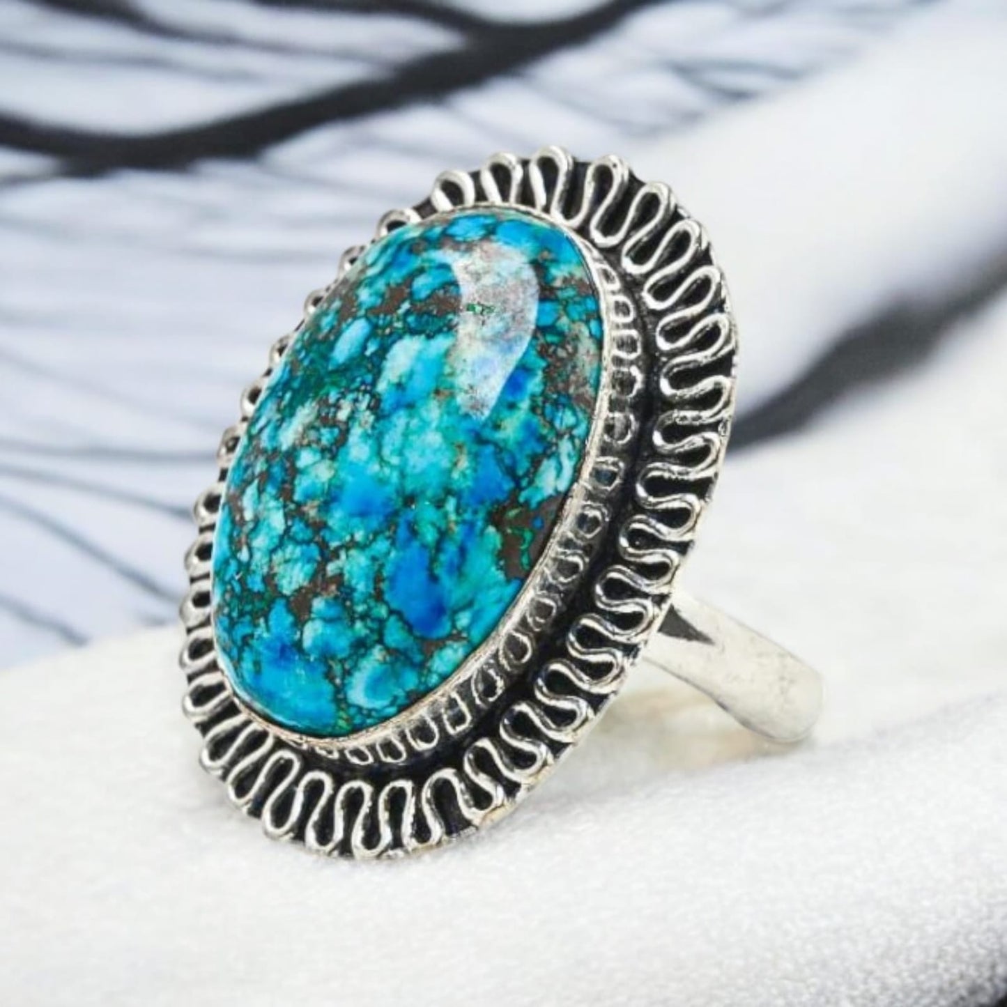 Certified Turquoise Adjustable Ring for Healing & Positive Energy