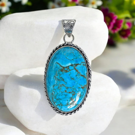 Certified Turquoise Healing Pendant for Protection & Positive Energy