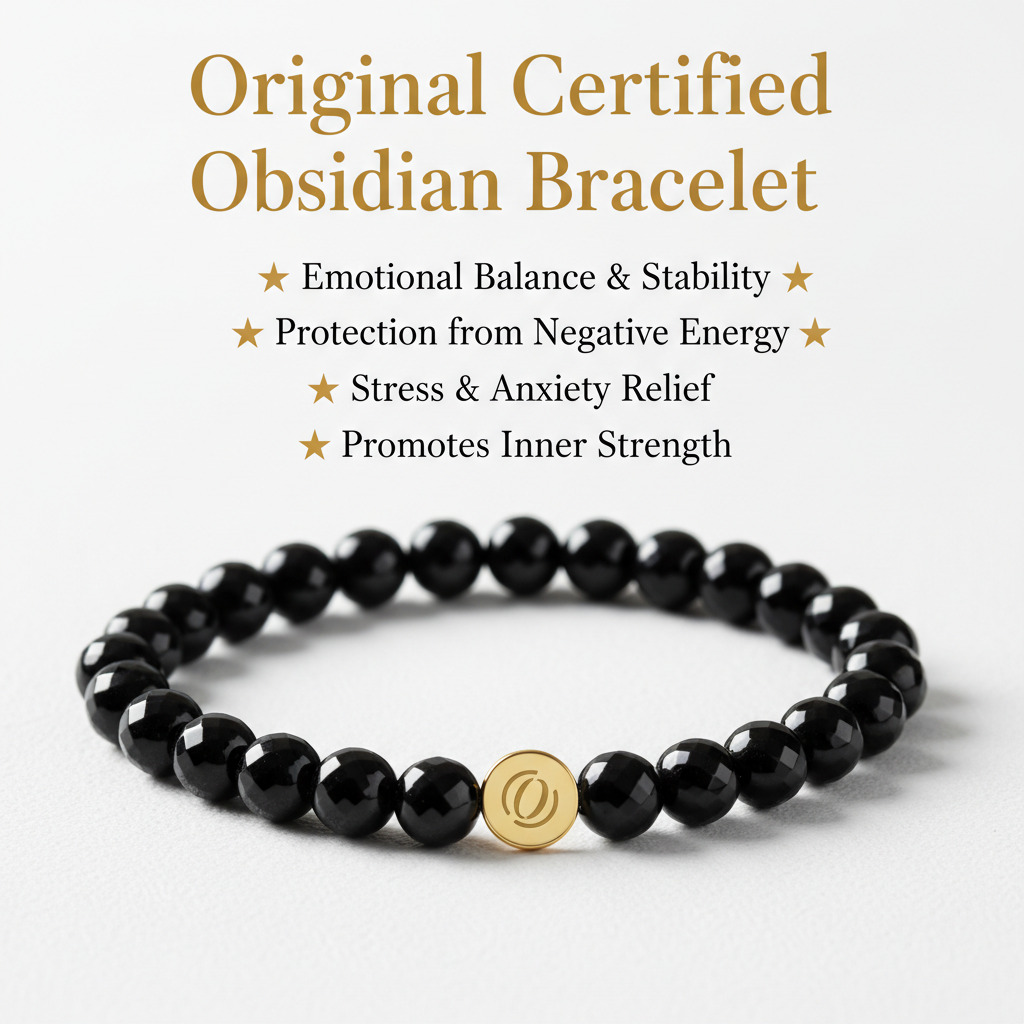 Original Certified Obsidian Bracelet – For Balance, Protection & Emotional Wellbeing