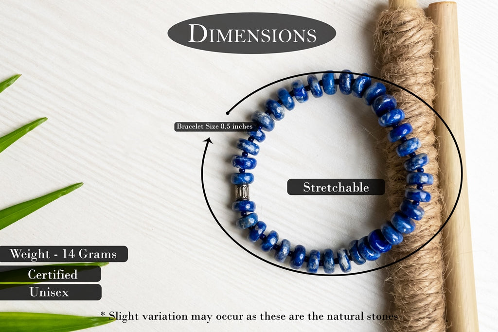 Real Lapis Lazuli Certified Gemstone Bracelet